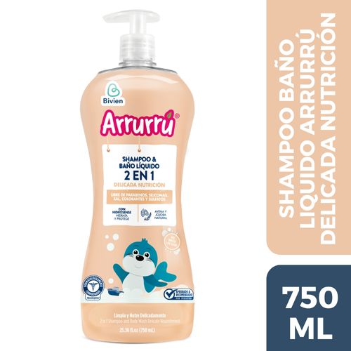 Shampoo & Baño Liquido 2 en 1 ARRURRU Delicada Nutrición X 750 ml